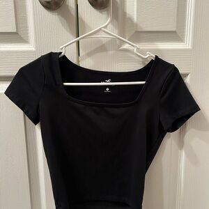 Black Square Neck Crop Top